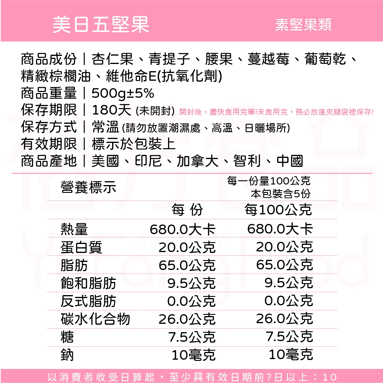 美日五堅果(全素)