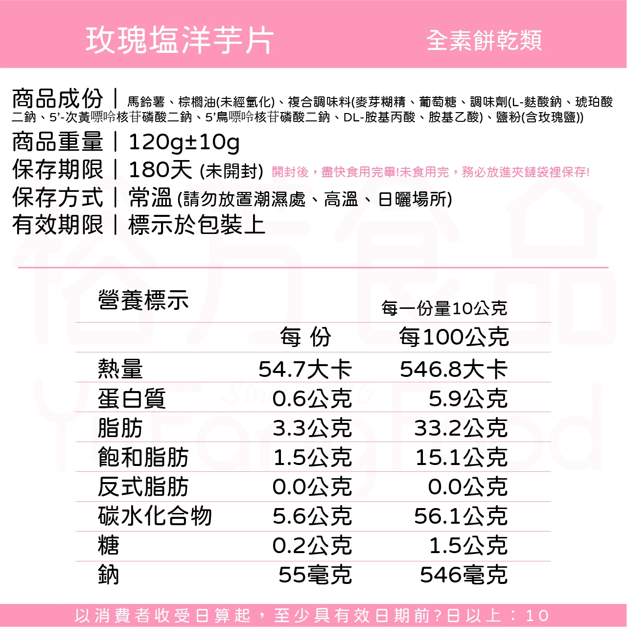 裕芳玫瑰鹽洋芋片