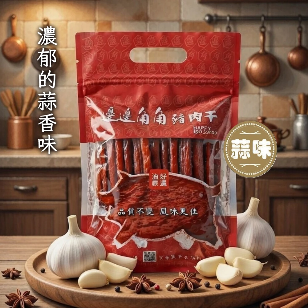 【邊邊角角】蒜味厚豬肉乾600g