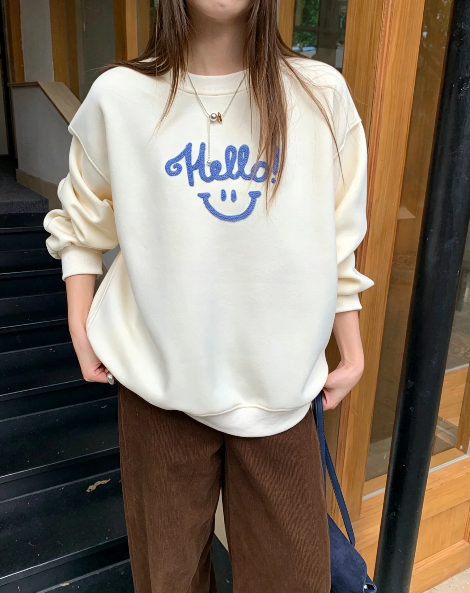 立體Hello笑臉大學T 預購7949#