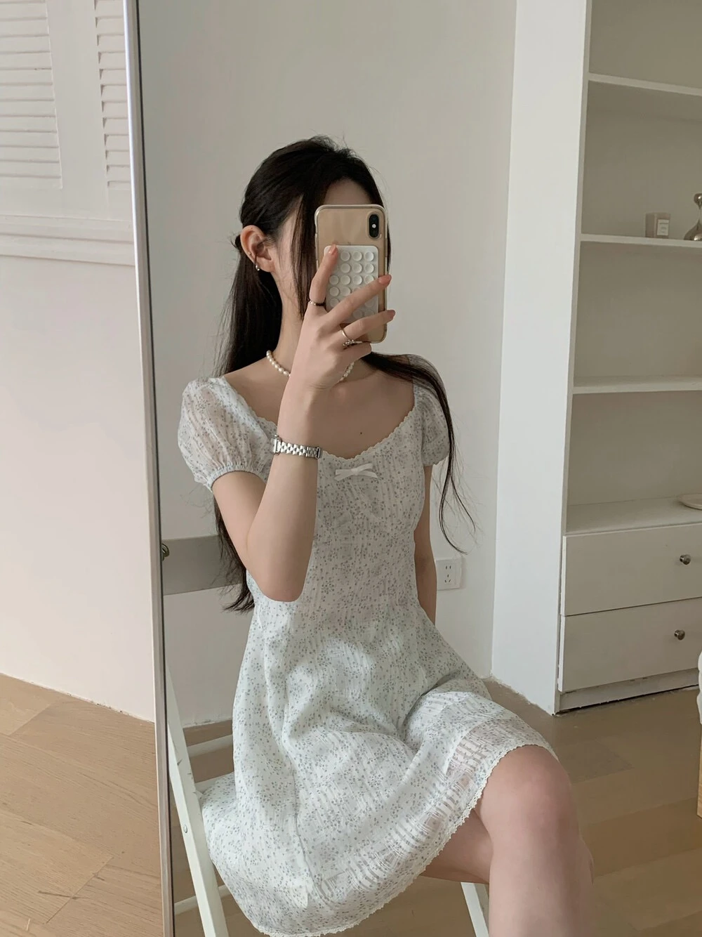 韓系雪紡碎花洋裝