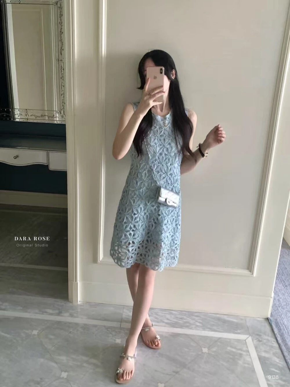 法式浪漫設計感無袖連身裙