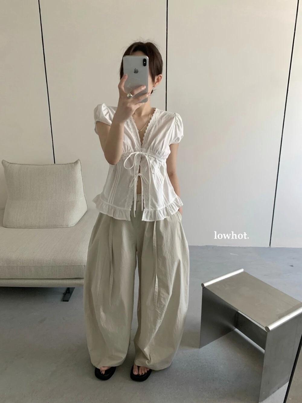 小眾微辣蕾絲綁帶上衣
