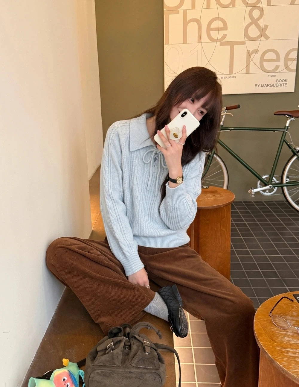韓系溫柔綁帶毛衣 #3266