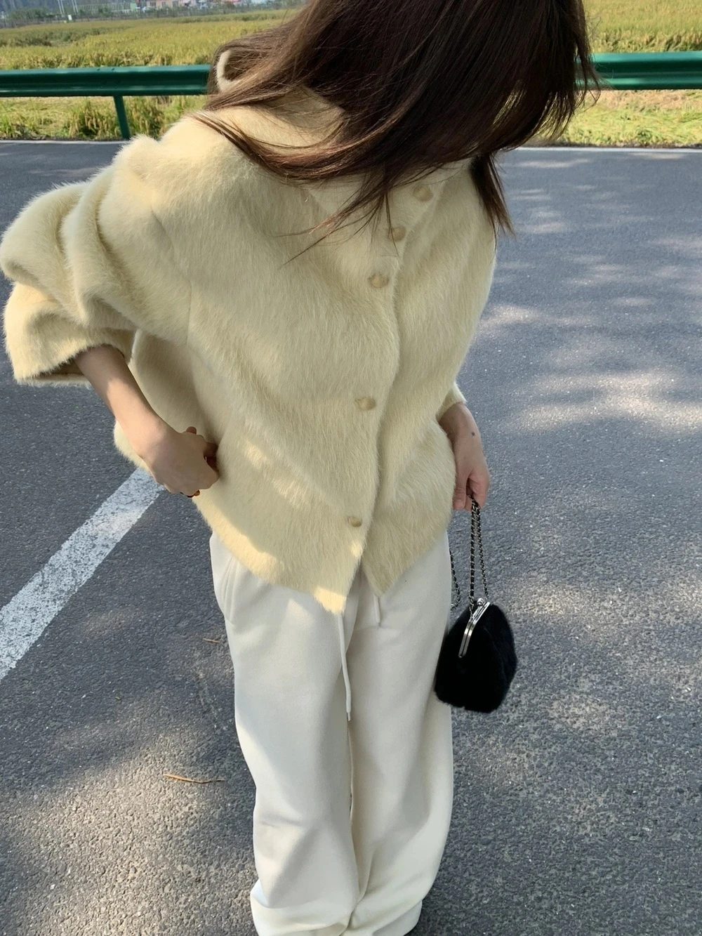 連帽拉毛短款毛毛外套3561#