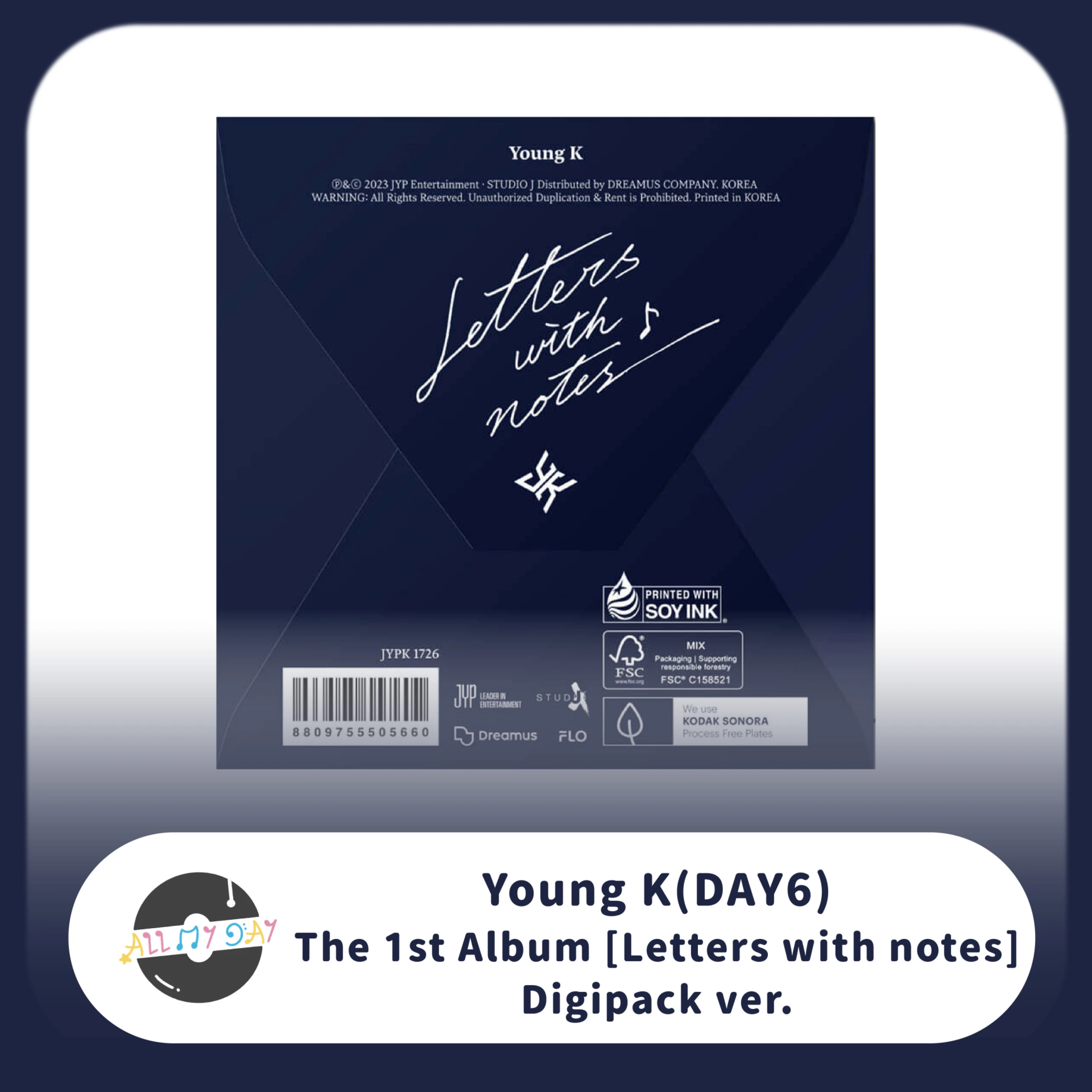 Young K (DAY6) 正規一輯 《Letters with notes》(Digipack ver.)