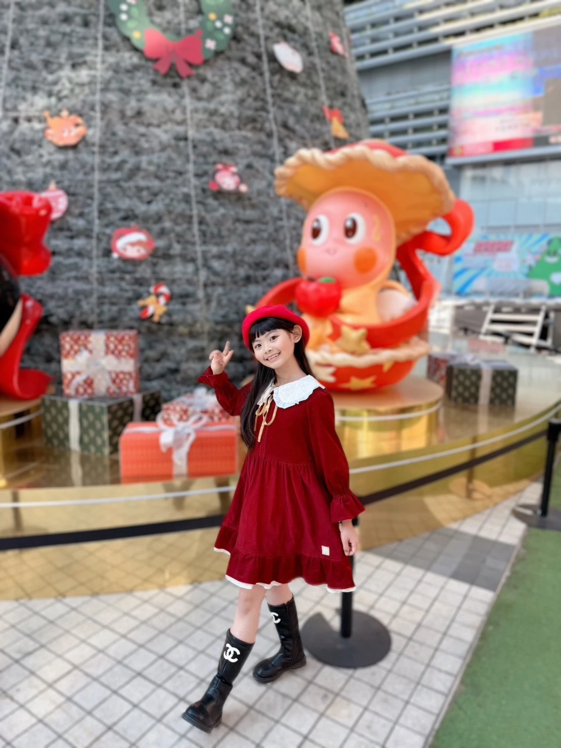 聖誕/新年限定預購-酒紅絨感雙層魚尾洋
