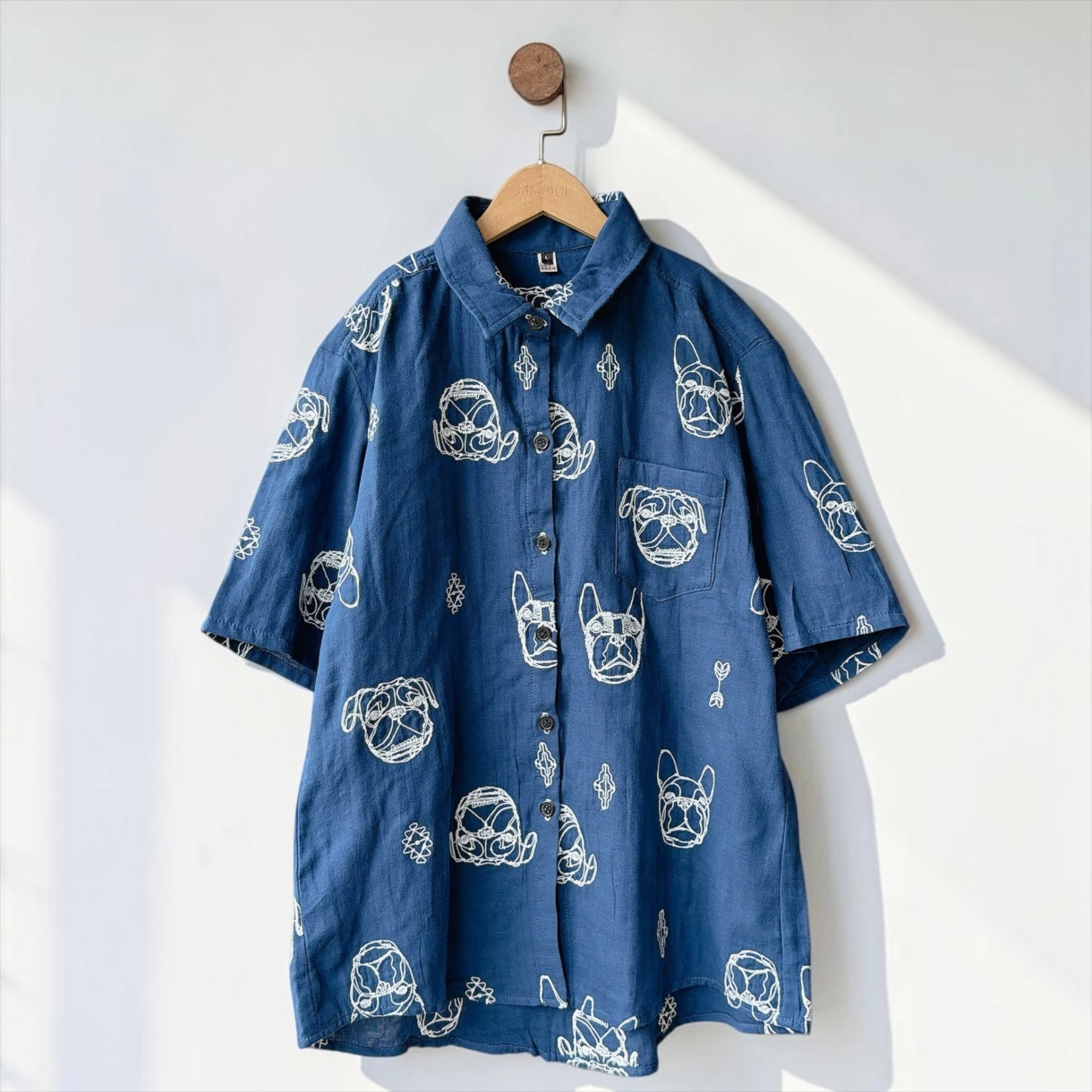 刺繡法鬥-阿爸短袖襯衫