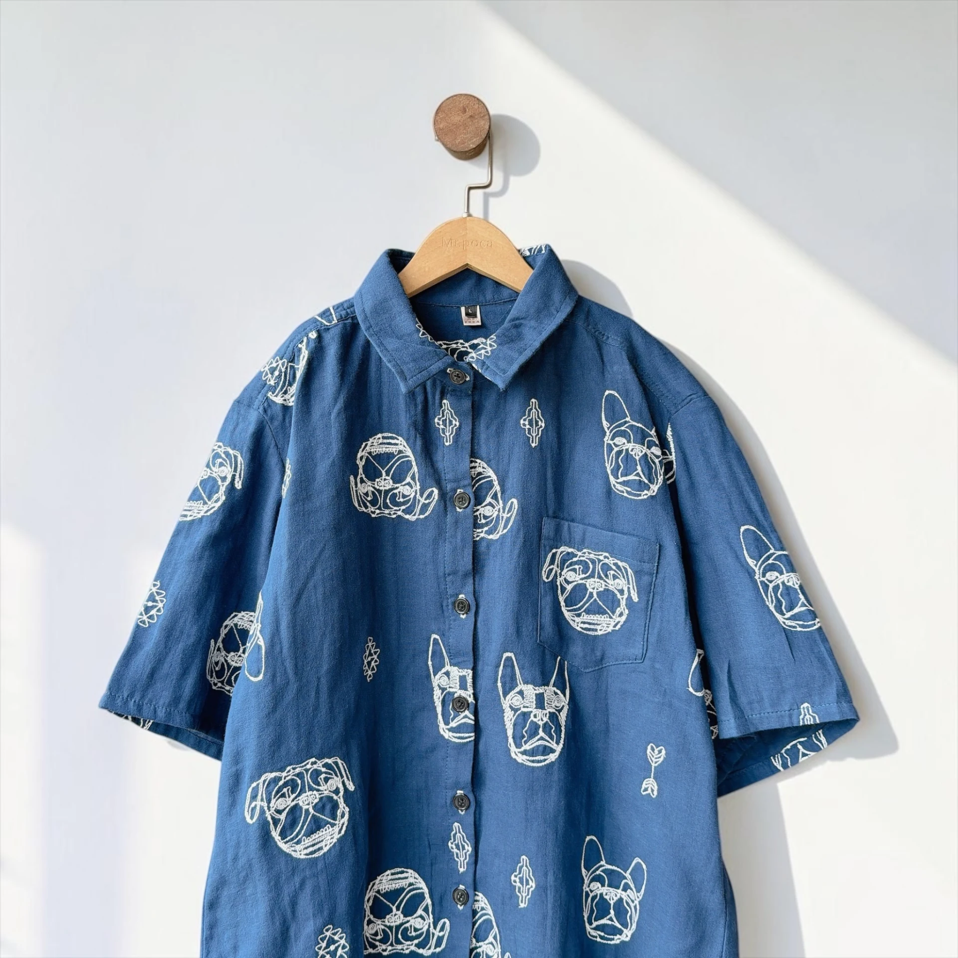 刺繡法鬥-阿爸短袖襯衫