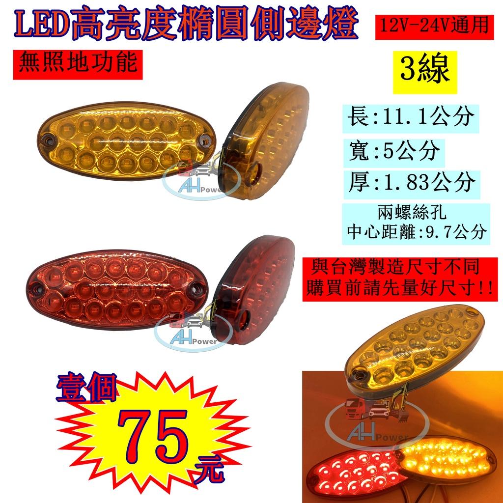 全聖力企業社 LED 橢圓 高亮 側燈 邊燈 方向燈 小燈 12V 24V 卡車 拖車 板車 垃圾車 遊覽車 客運