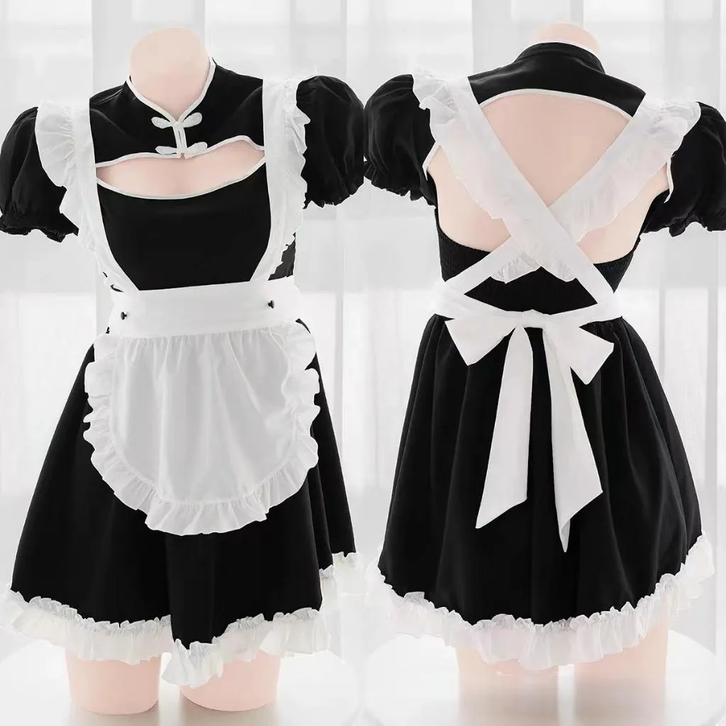 • 𝘔𝘖𝘔𝘖𝘕𝘈 •°🫧現貨🫰馴服計劃 黑白萌系女僕套裝 LOLITA 女傭服 女僕裝 萬聖節 角色扮演 F521