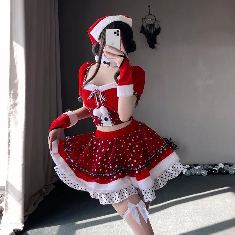 °• 𝘔𝘖𝘔𝘖𝘕𝘈 •°🫧現貨🫰聖誕雪點姬 聖誕服 聖誕節 聖誕 性感 可外穿 純欲睡裙秋冬萬聖節聖誕制服 240