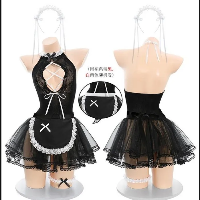 °• 𝘔𝘖𝘔𝘖𝘕𝘈 •°🫧現貨🫰私有貓寵 撕力女傭可以撕 女僕 性感緊身包臀超大彈性 掛脖透明蓬蓬紗裙 性感睡衣 483