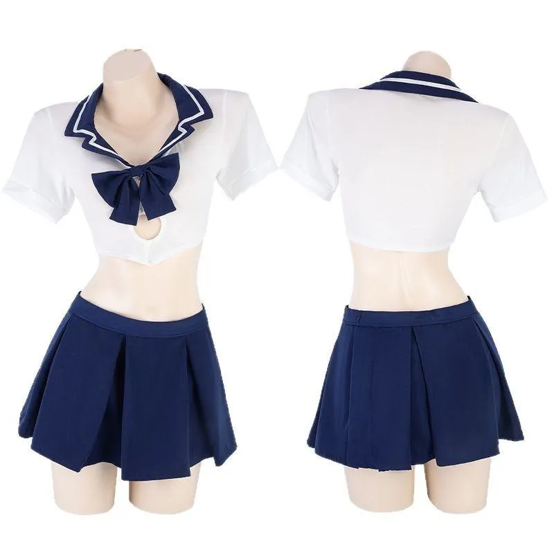 °• 𝘔𝘖𝘔𝘖𝘕𝘈 •°🫧台灣現貨🫰留校察看  蝴蝶結深V水手服 學生服 學生 心機露腰百褶裙性感睡衣9762