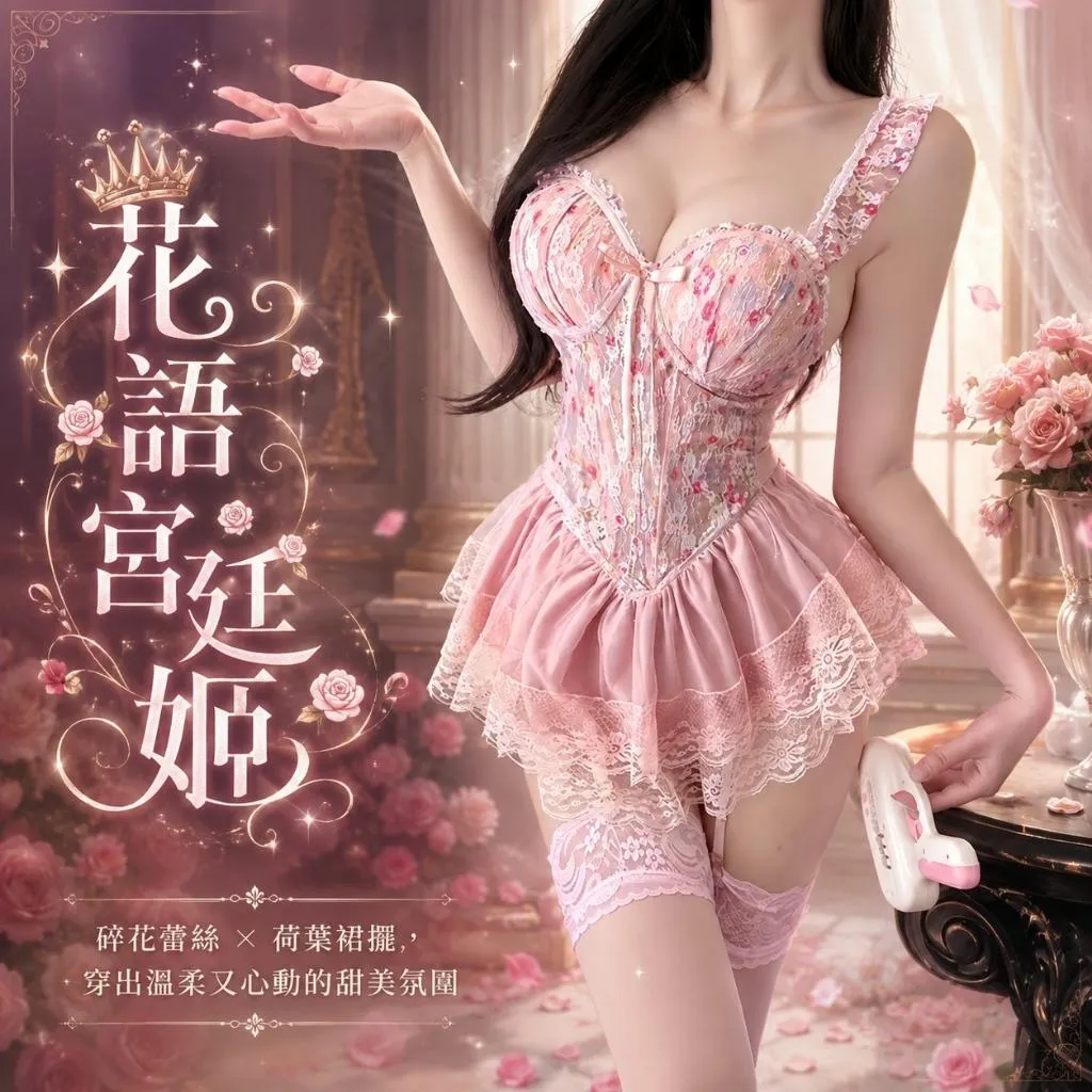 °• 𝘔𝘖𝘔𝘖𝘕𝘈 •°🫧台灣現貨🫰花語宮廷姬 純欲碎花甜美印花魚骨胸衣帶胸墊顯瘦連身裙情趣內衣聚攏馬甲性感睡衣1208