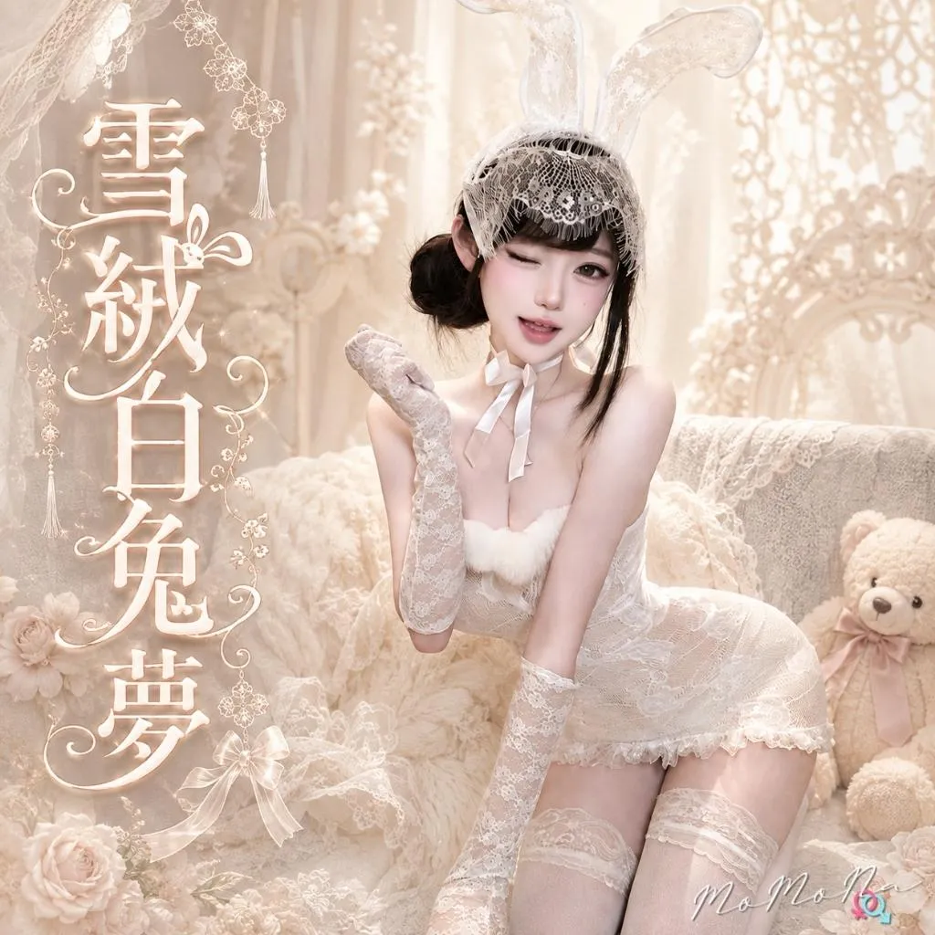 °• 𝘔𝘖𝘔𝘖𝘕𝘈 •°🫧現貨🫰嬌萌小野兔 白毛絨 性感睡衣蕾絲修身透紗睡裙 睡衣 連身裙 洋裝 睡衣女 情趣內衣W92