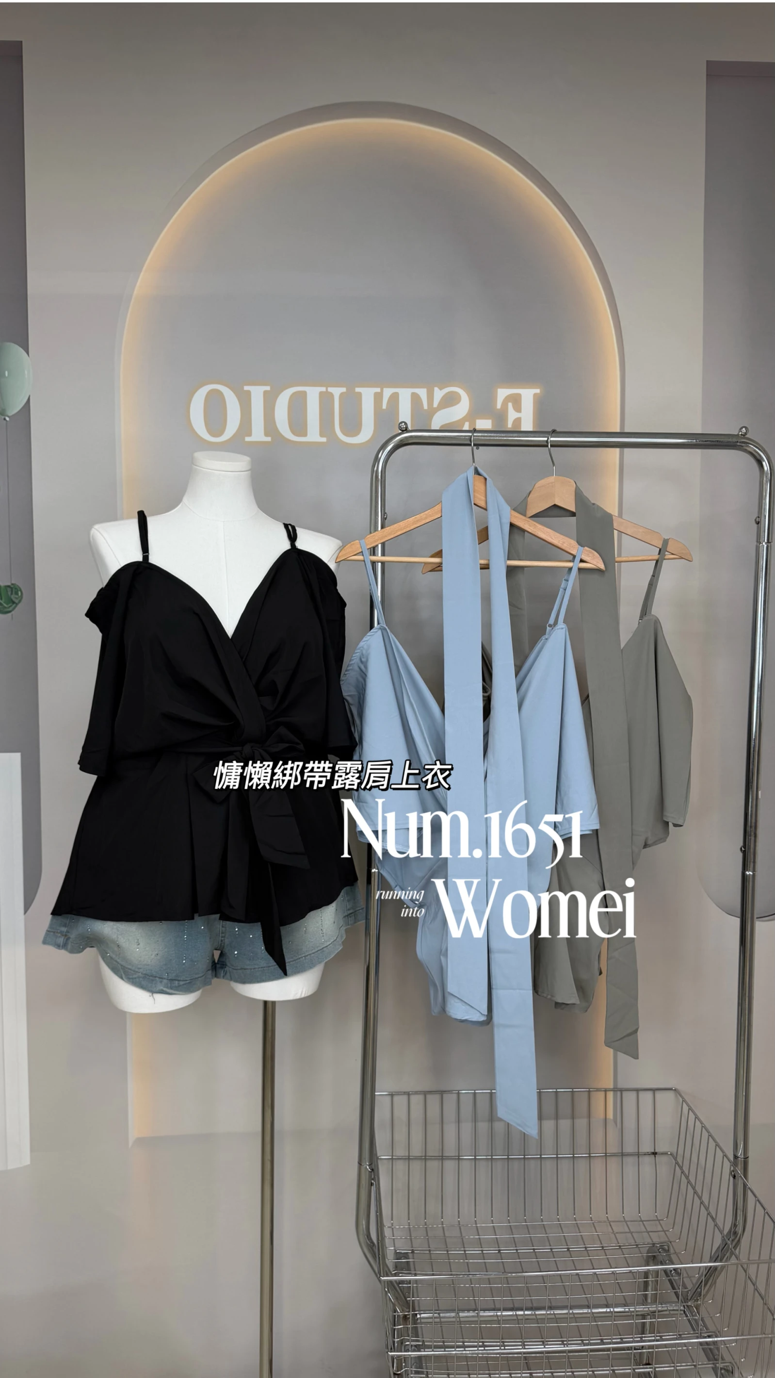 ✨B1651慵懶綁帶露肩上衣