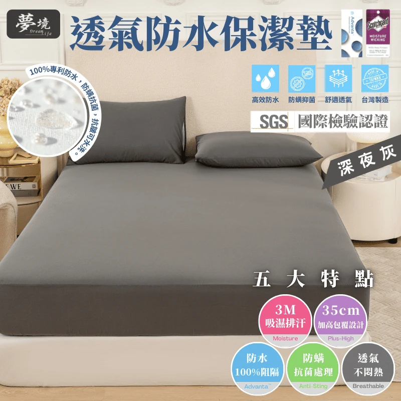 MIT 3M吸濕排汗防水保潔墊【深夜灰】