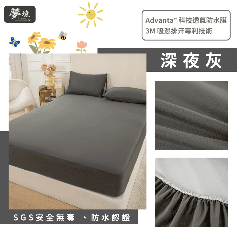 MIT 3M吸濕排汗防水保潔墊【深夜灰】