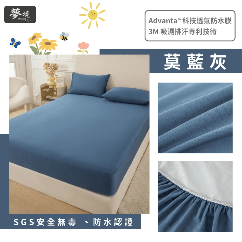 MIT 3M吸濕排汗防水保潔墊【墨藍灰】
