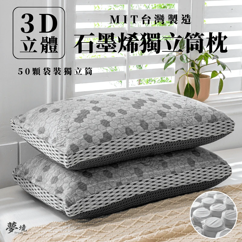 3D石墨烯獨立筒枕頭｜石墨烯黑金科技