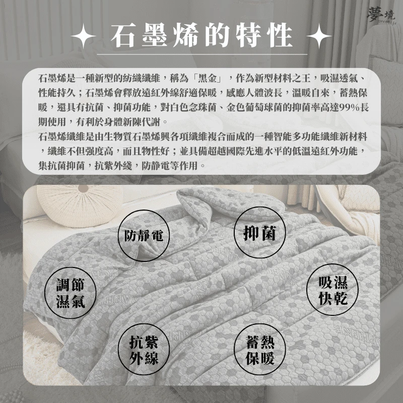 石墨烯遠紅外線發熱被｜抗靜電導電紗