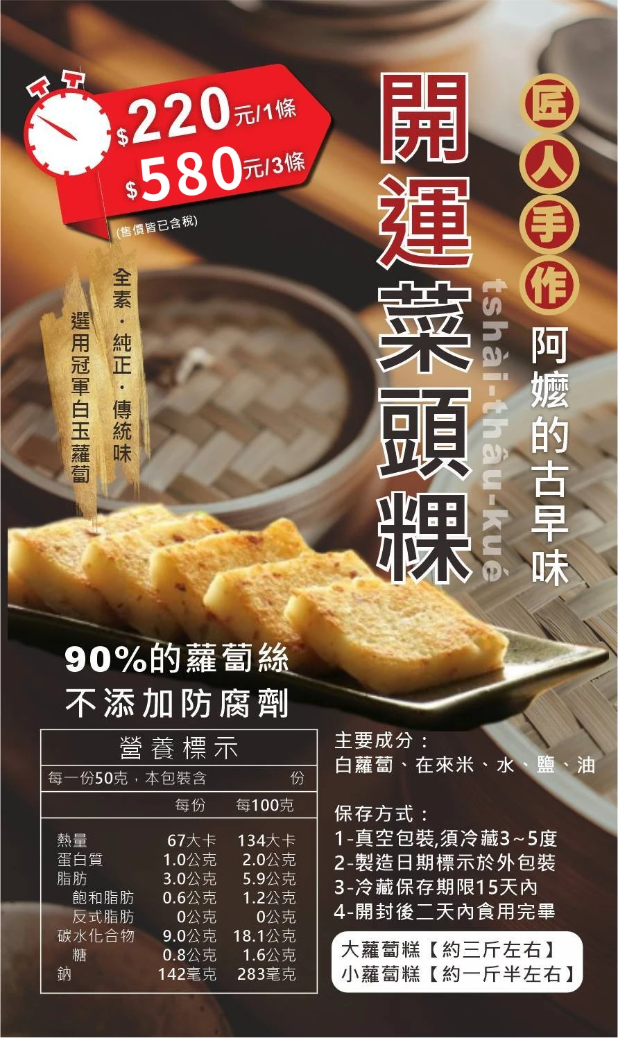 一個純手工蘿蔔糕產品的介紹