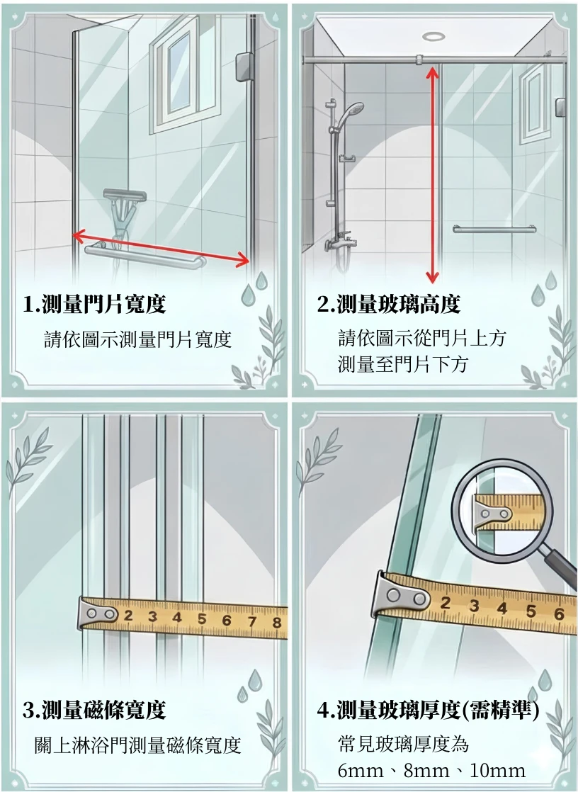 📢【無框淋浴門磁條老化怎麼辦？教你步驟快速確認尺寸】