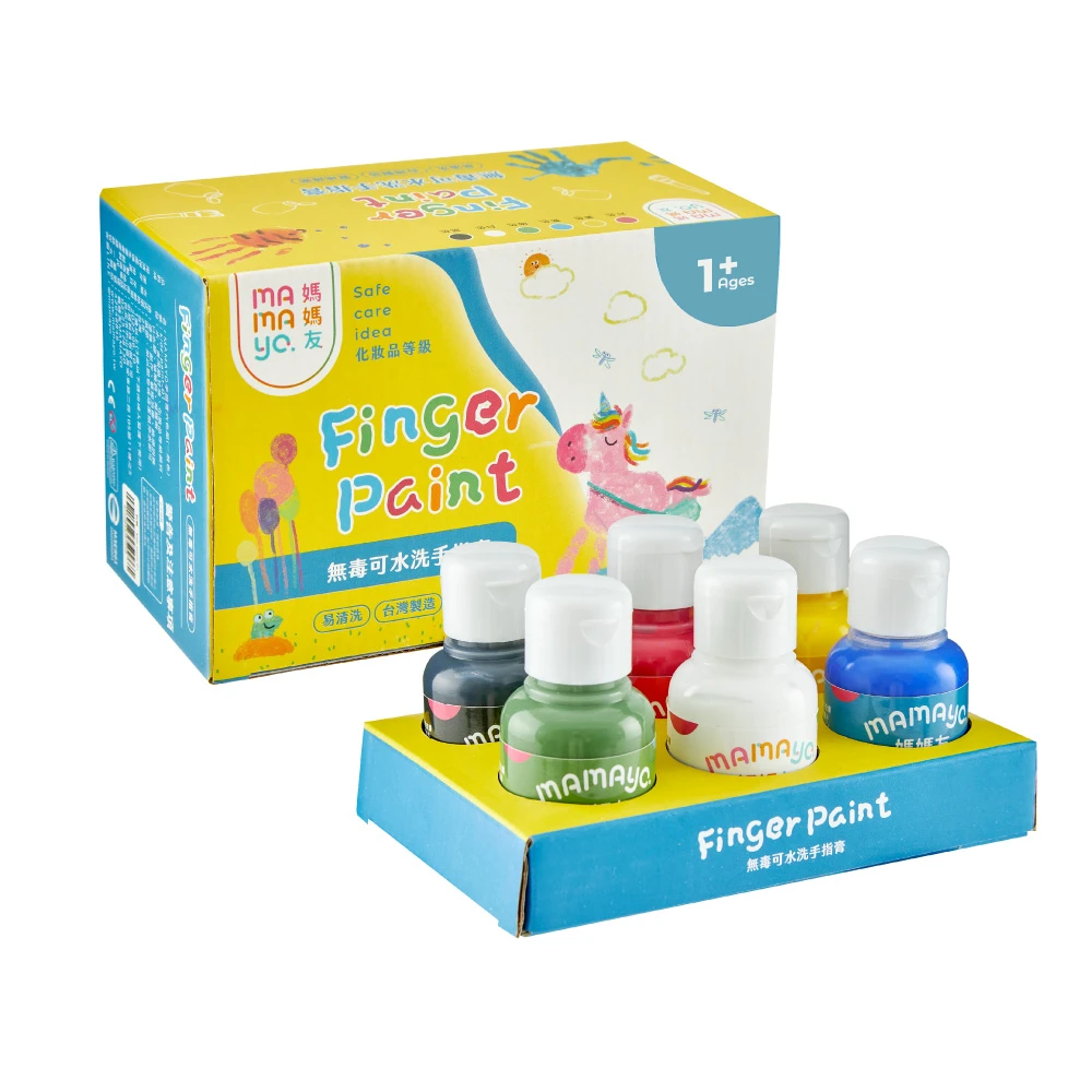 【mamayo】台灣製幼兒手指膏螢光6色顏料組