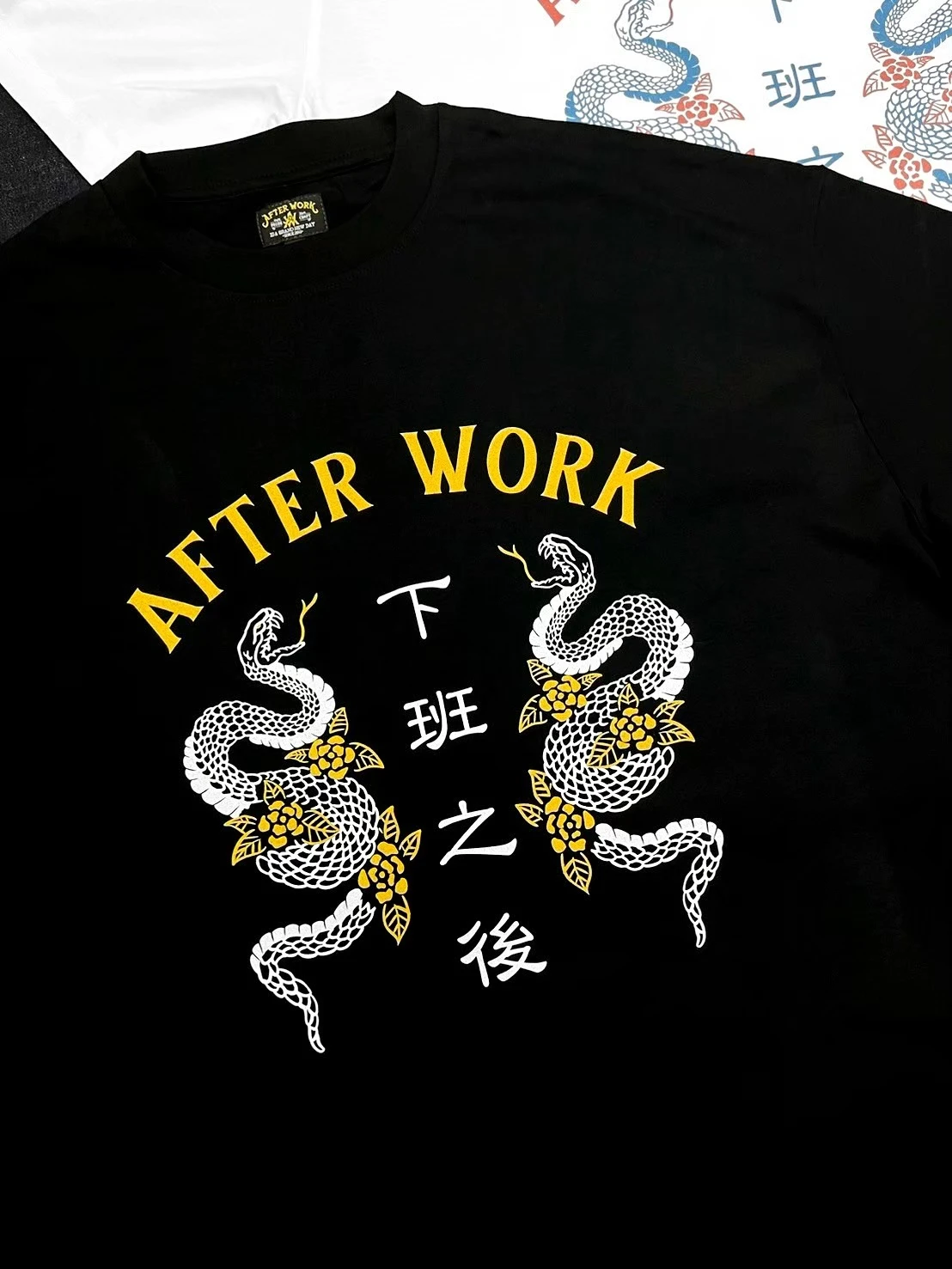 AFTER WORK-DOUBLE SNAKE T-SHIRT 白/黑