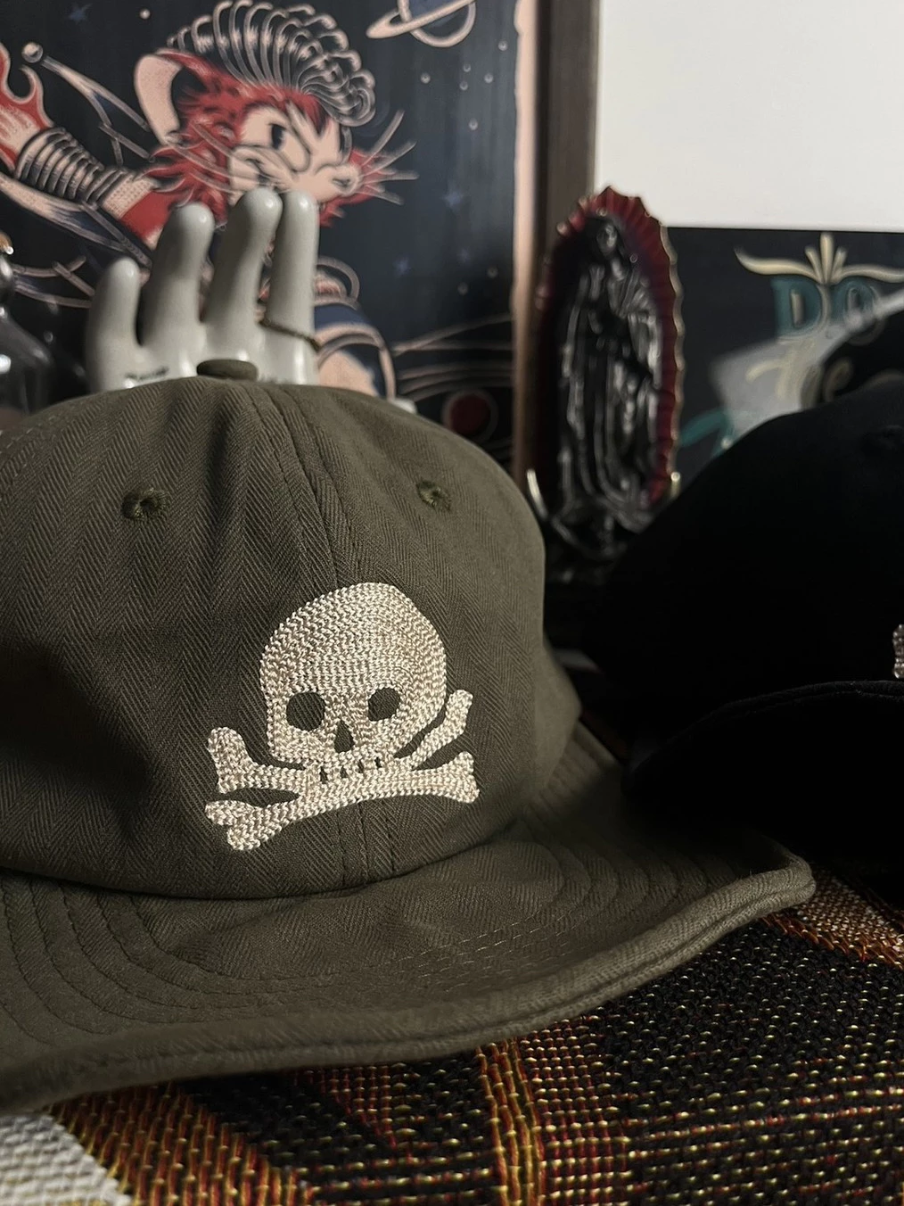 AW-AFTER WORK SKULL HBT BASEBALL CAP 鎖鏈繡翻簷棒球帽