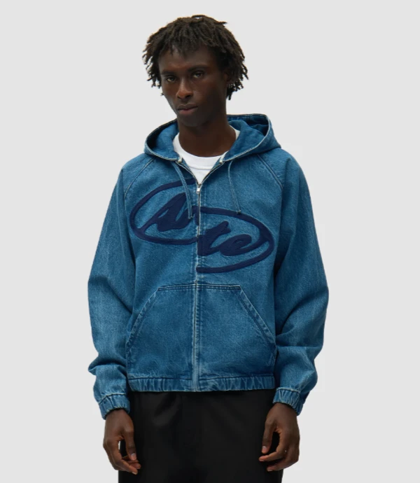 Arte Antwerp-Split Logo denim Hood Jacket