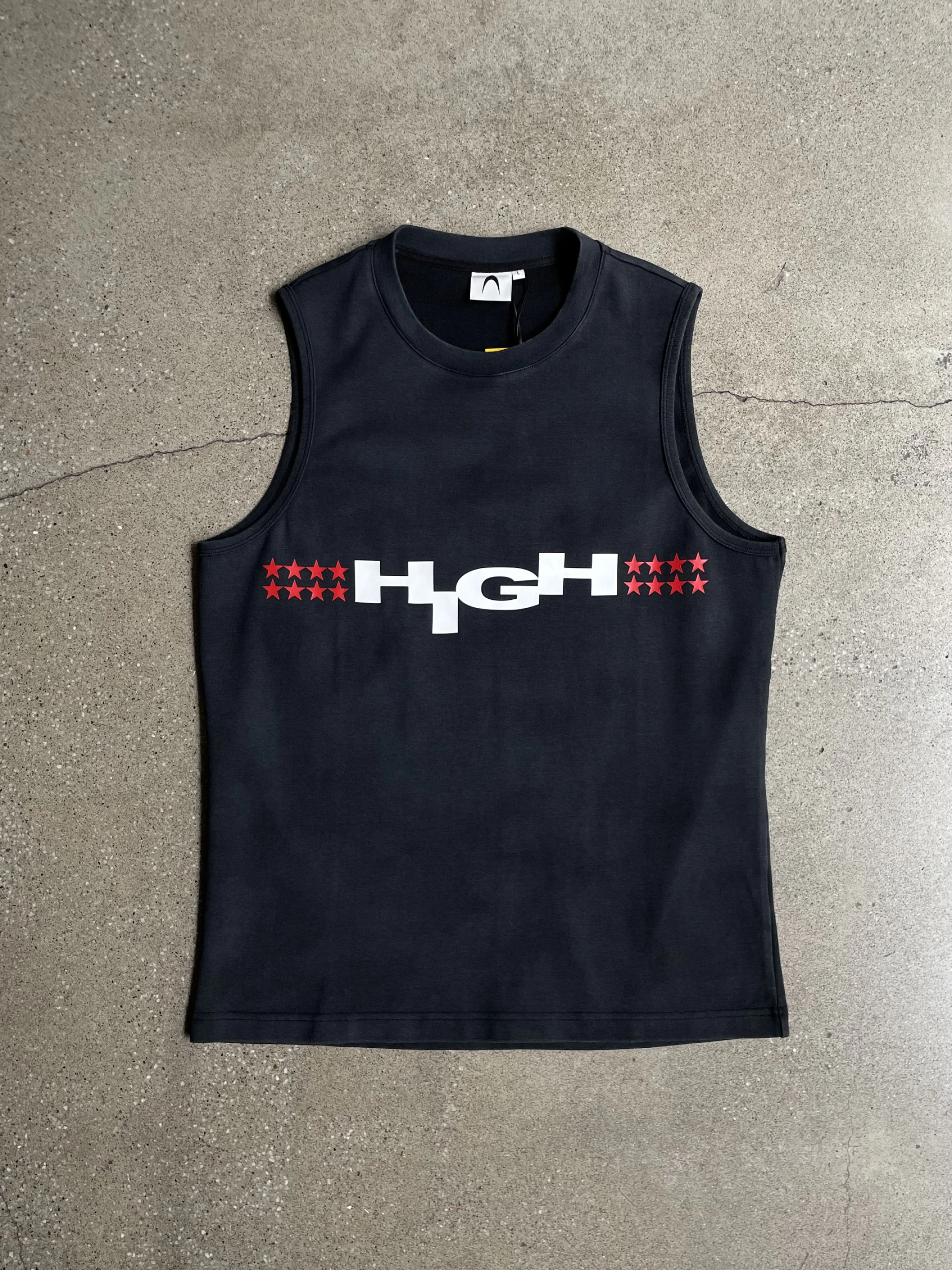 ANOMALIES-Washed distressed printed tank top sleeveless vest