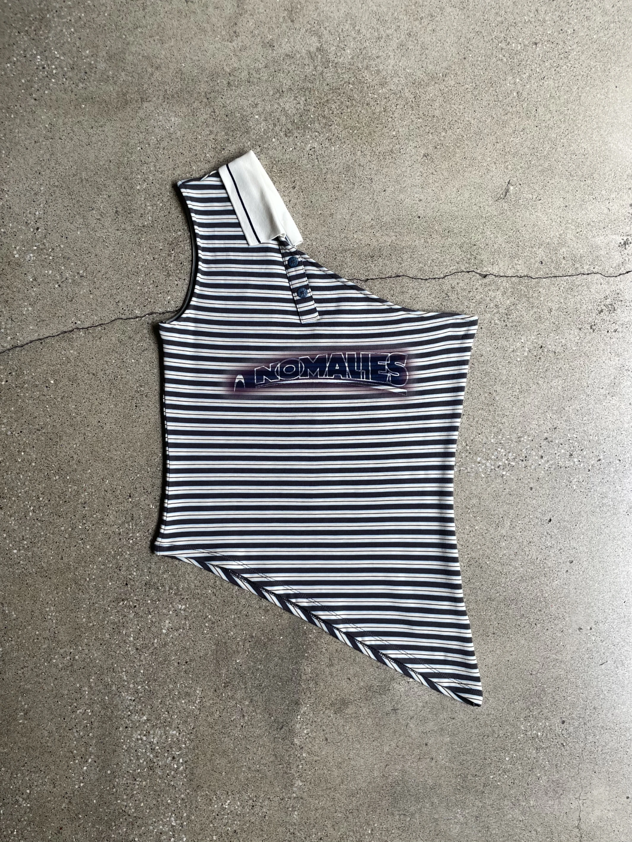 ANOMALIES-Retro striped deconstructed off-shoulder top