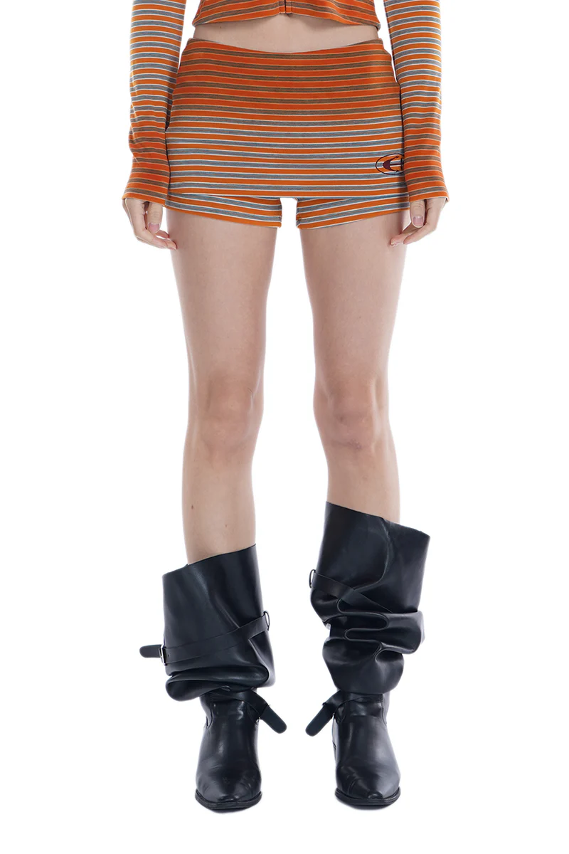 ANOMALIES-Gradient striped faux two-piece shorts