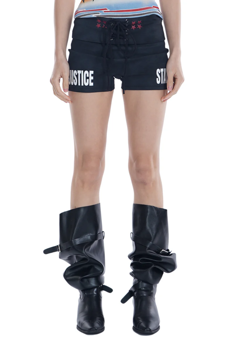 ANOMALIES-Distressed Print Drawstring Athletic Shorts