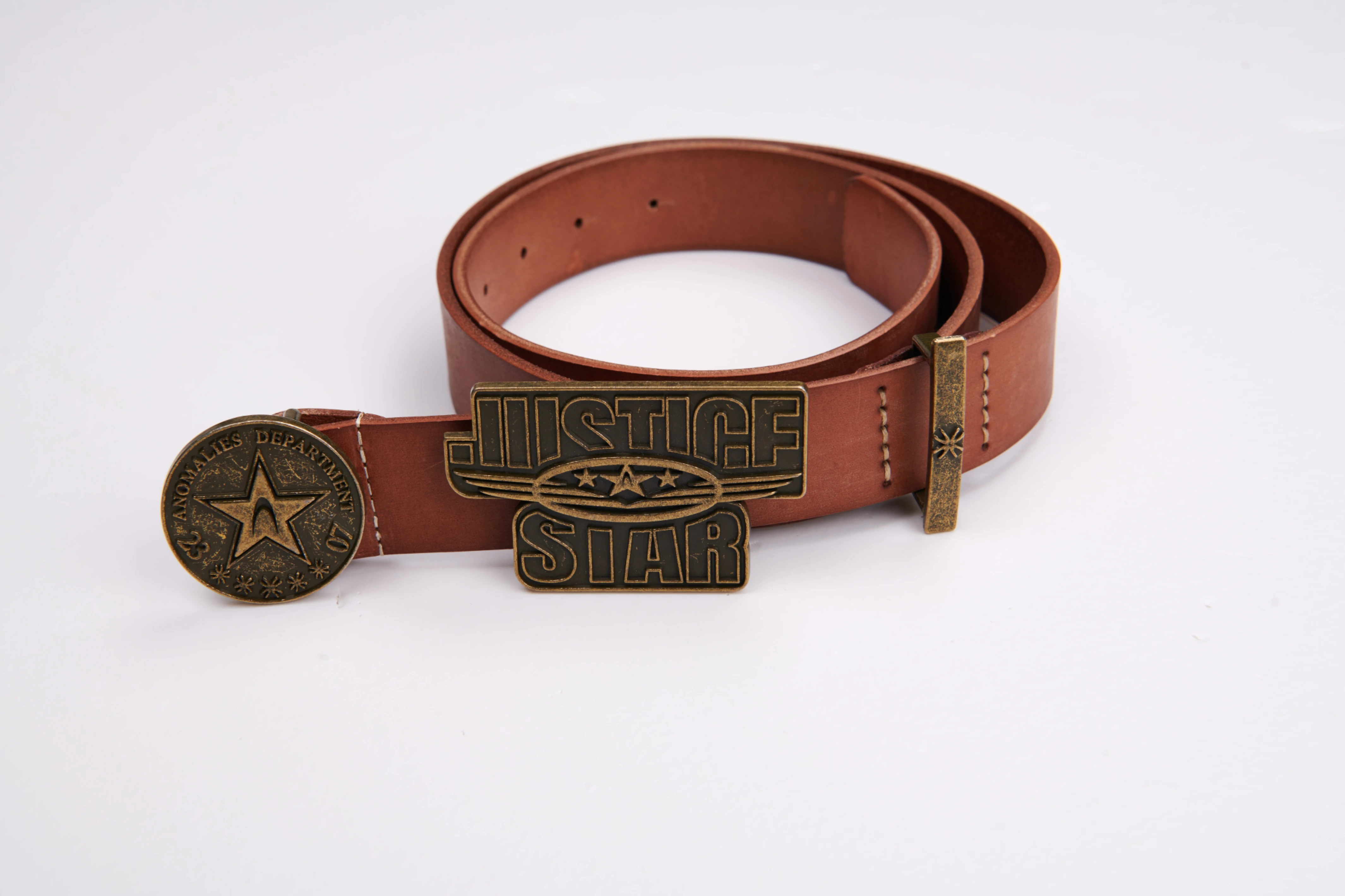 ANOMALIES-Multi-buckle vintage distressed cowhide leather belt