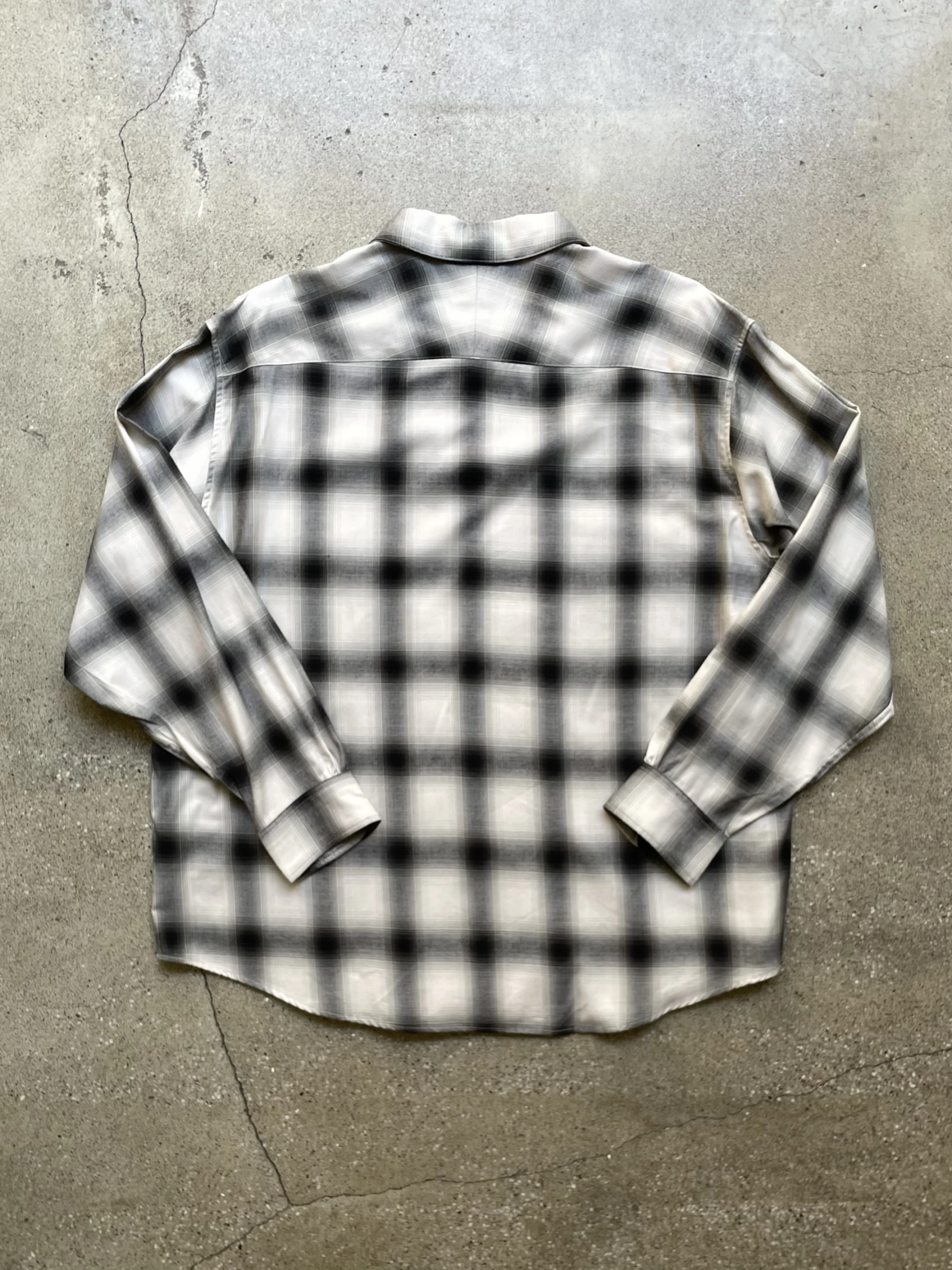 YOUZI-superNOVA Split yoke big shirt - Ombre check / Natural