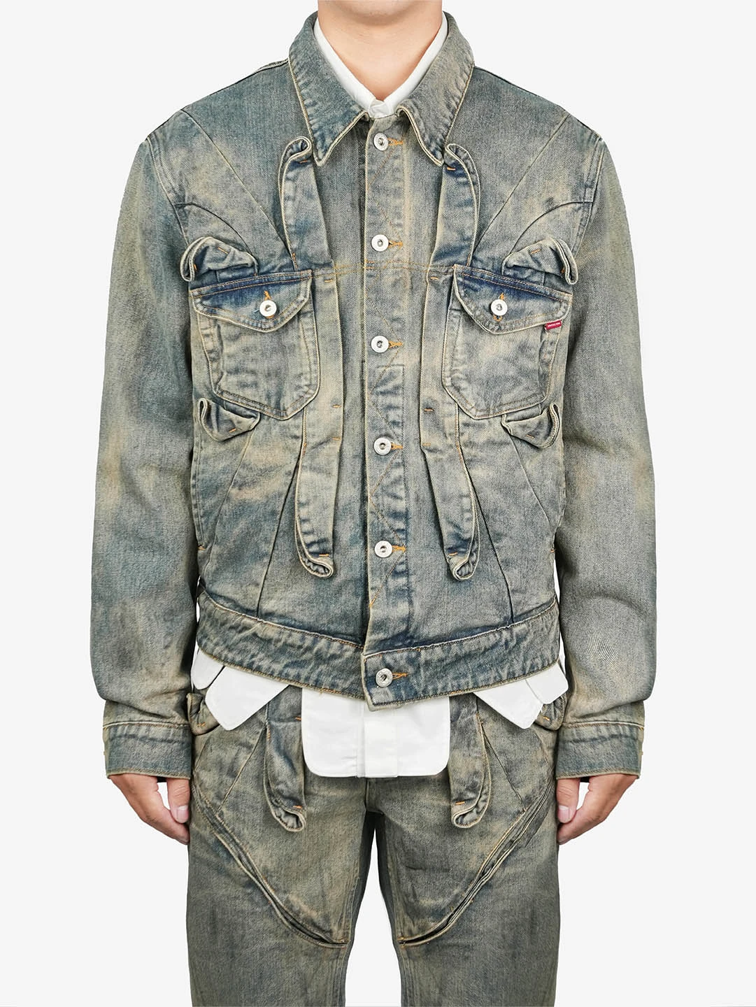 JUNTAE KIM- GATHERED DENIM JACKET (Dirty Indigo)