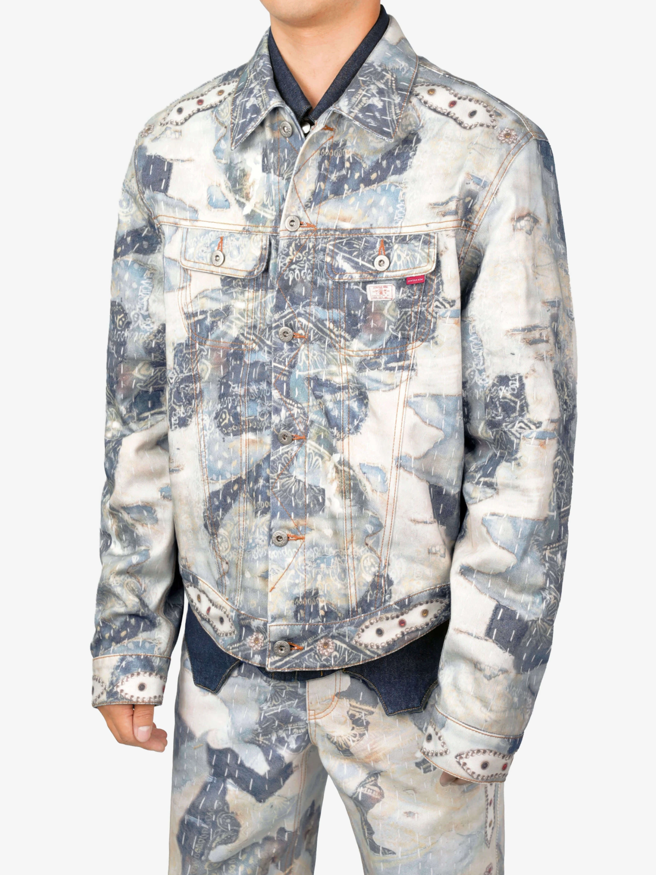 JUNTAE KIM - BORO DENIM JACKET ( Green )