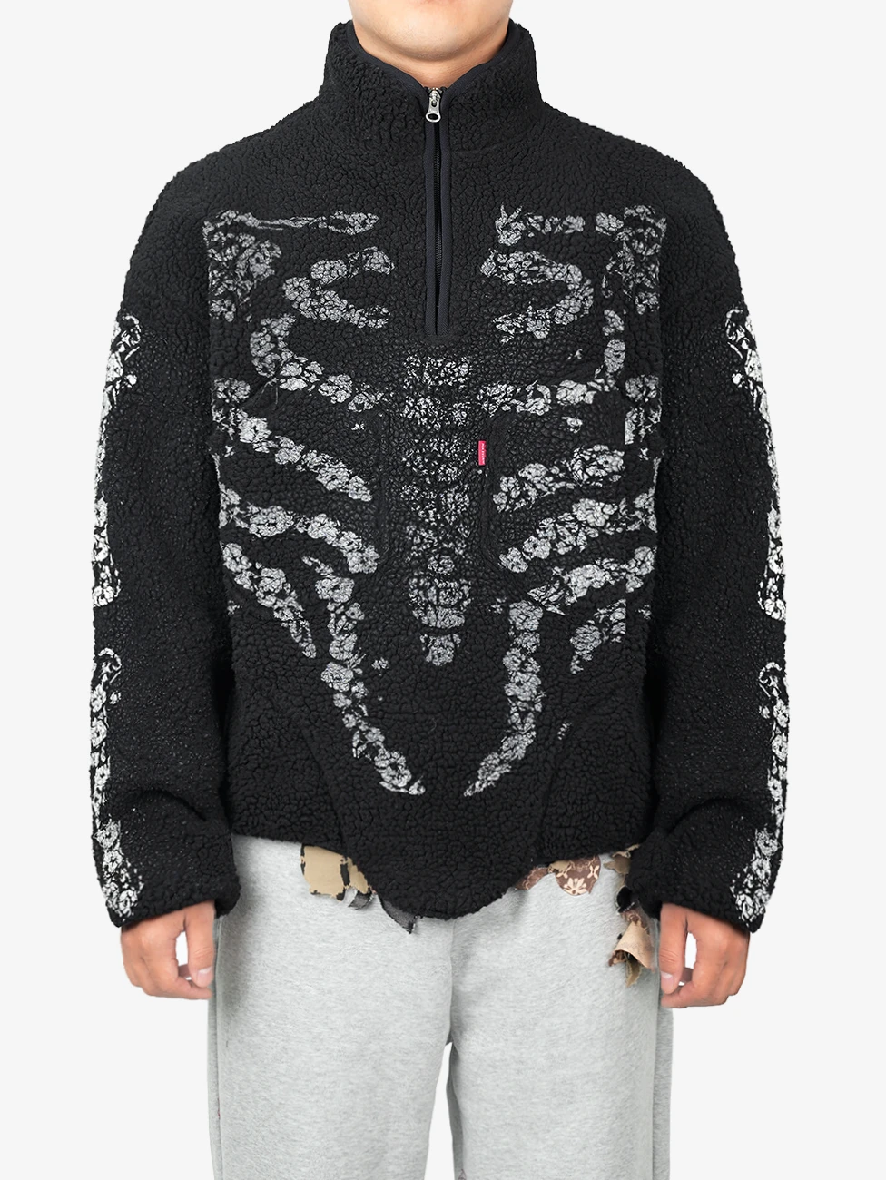 JUNTAE KIM - FLOWER & BONE FLEECE PULLOVER (Black)