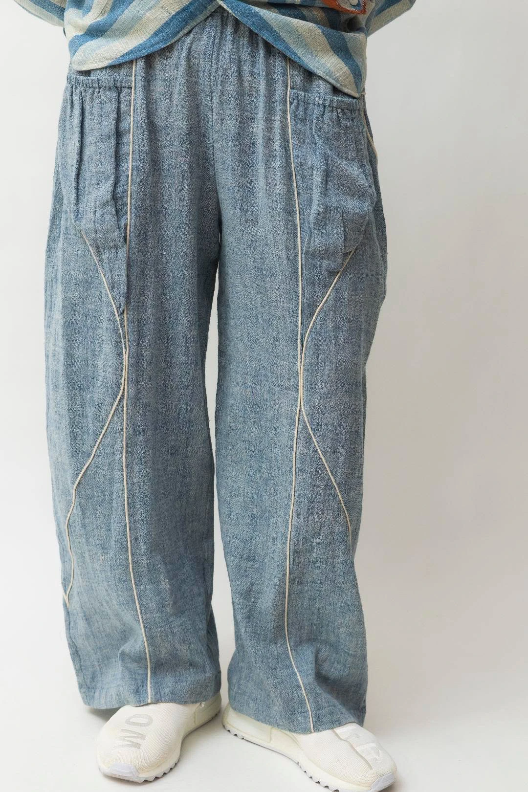 Pieux-Blue Piping Pants