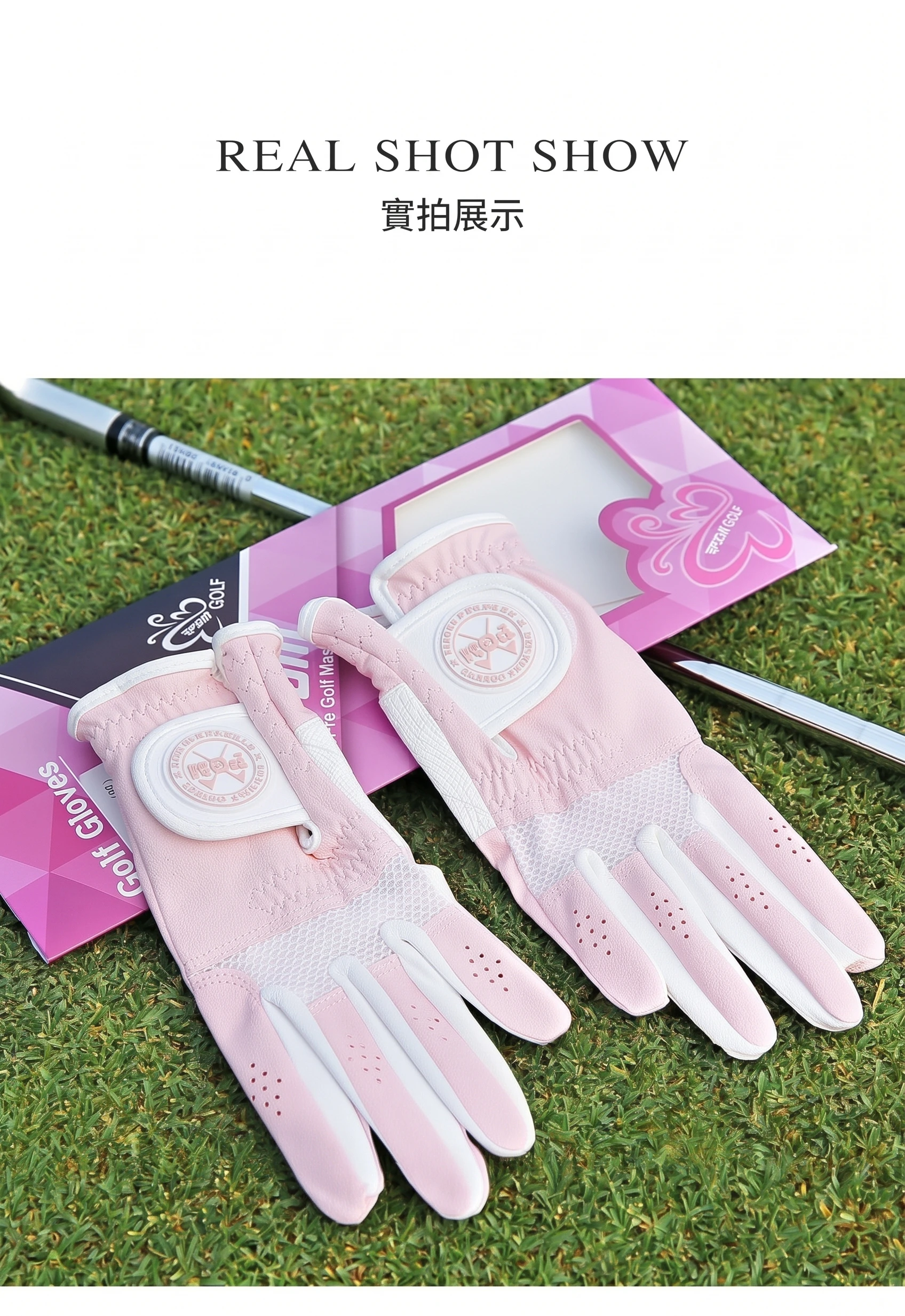 女用高爾夫夏季透氣網布手套 實拍展示