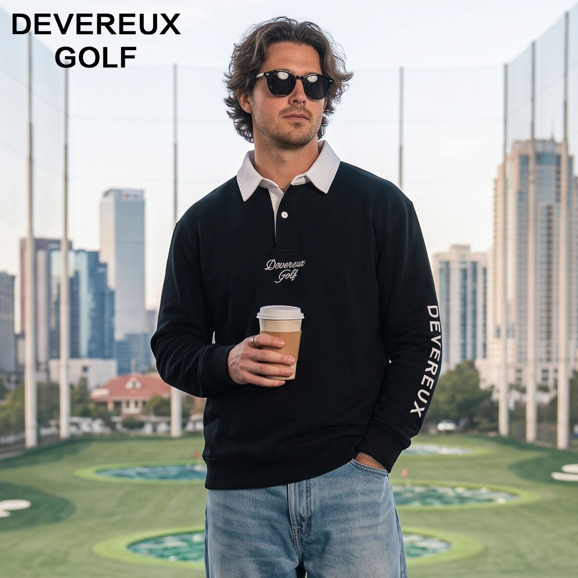 Long-Sleeve Polo 長袖 POLO 寬鬆刺繡街頭風 男裝｜DEVEREUX