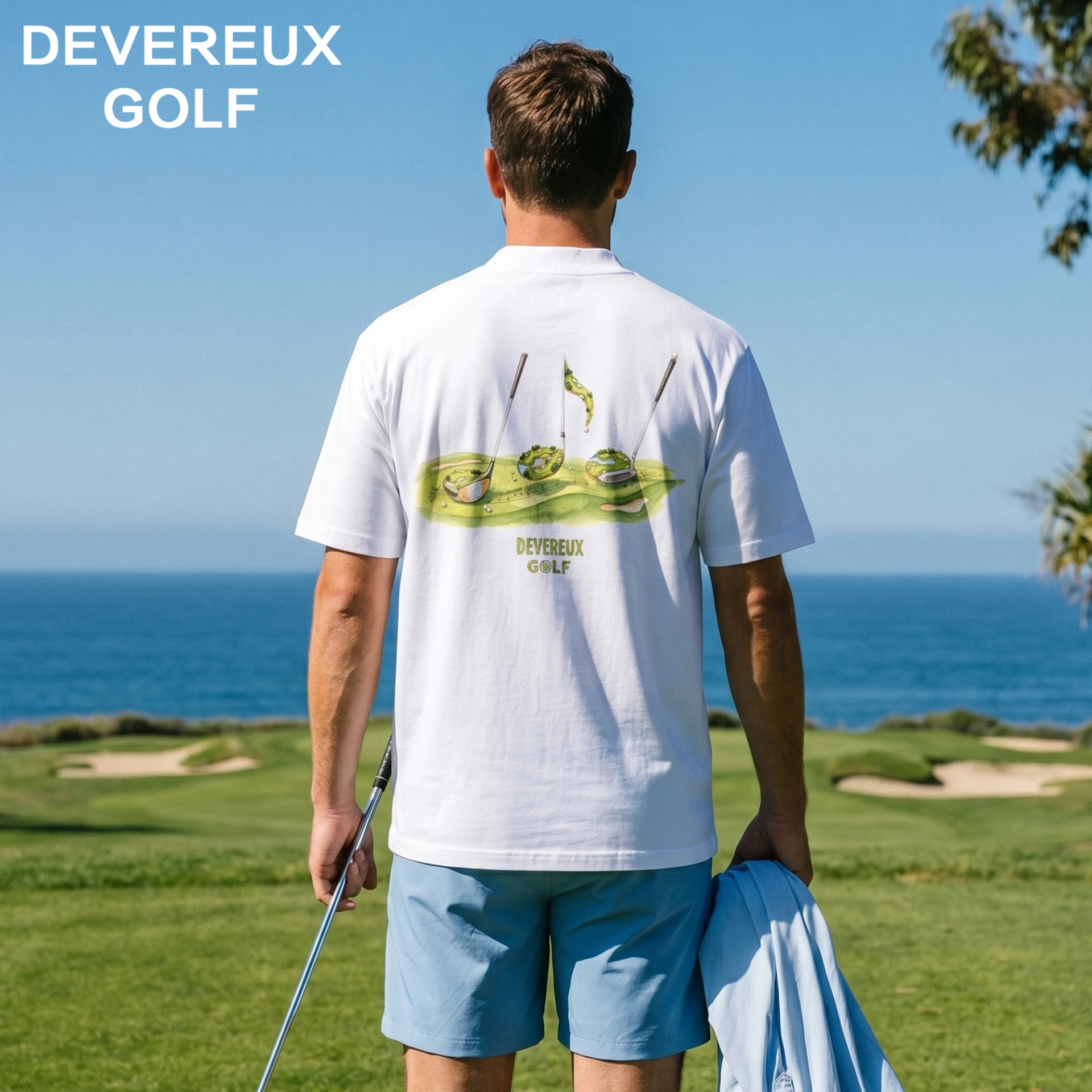 Mock Neck Tee Earth Golf Print 小高領短袖 玩轉地球印花 男裝｜DEVEREUX