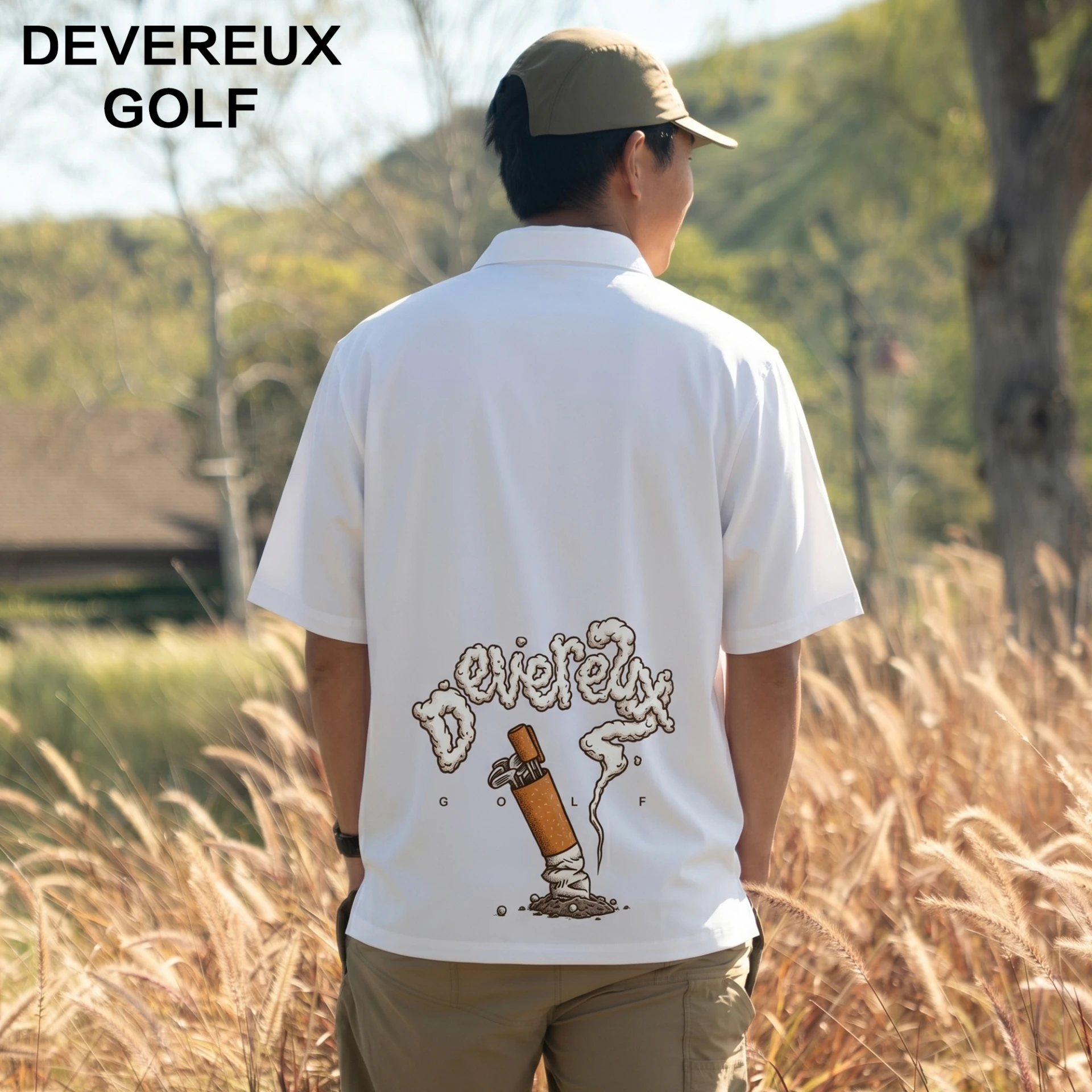 Mock Neck Tee Cigarette Golf Print 小高領短袖 煙蒂球桿印花 男裝｜DEVEREUX