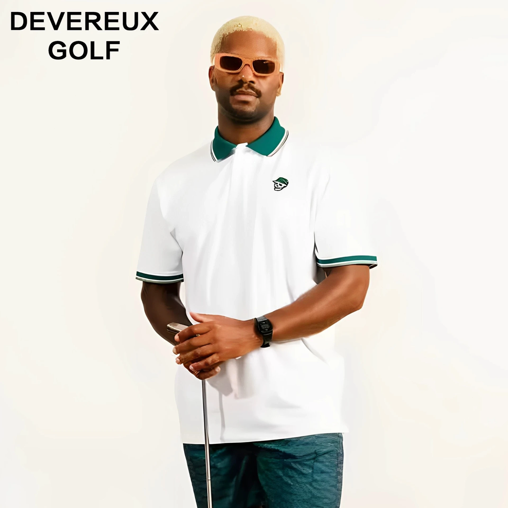 Short-Sleeve Polo Green Collar Skull Embroidery 短袖POLO 深綠領小骷髏｜DEVEREUX