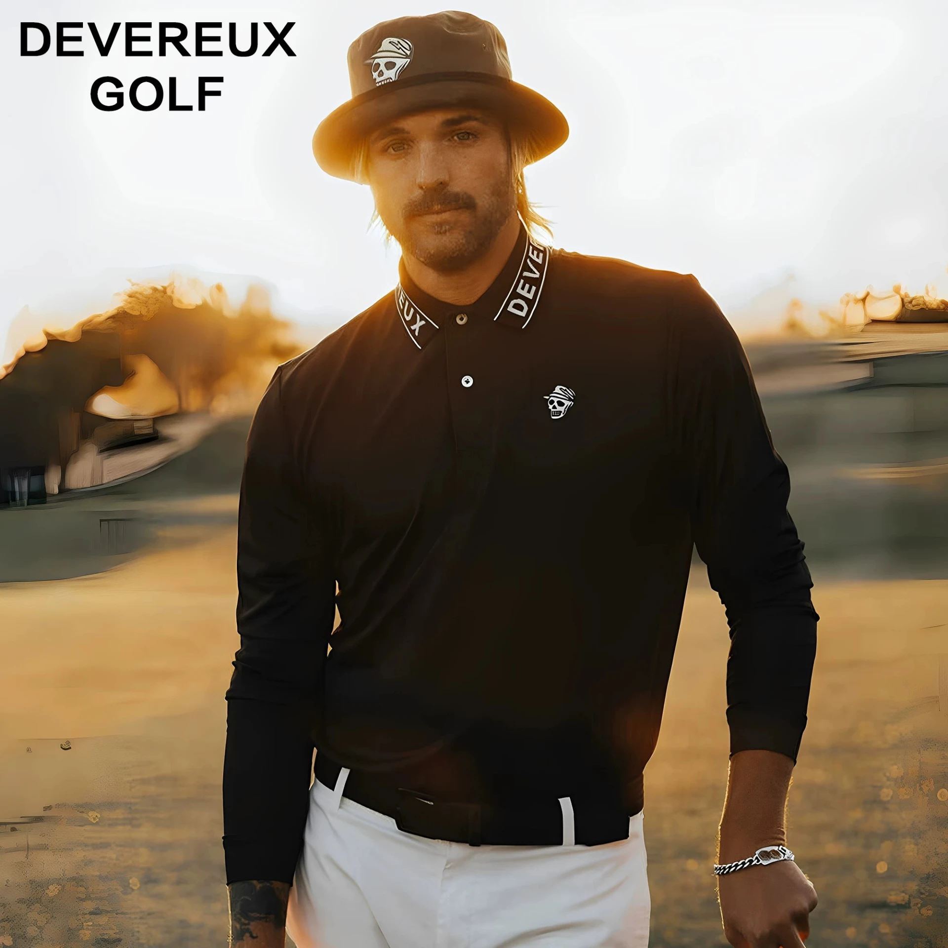Long-Sleeve Polo Skull Embroidery 長袖POLO 小骷髏刺繡 男裝｜DEVEREUX