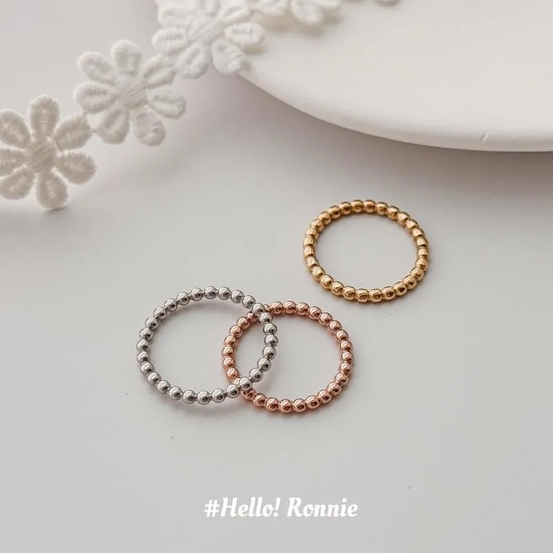 ✨Hello!Ronnie✨現貨316L通體鈦鋼戒指 醫療鋼戒指 氣質百搭珠珠戒指 金/銀/玫瑰金