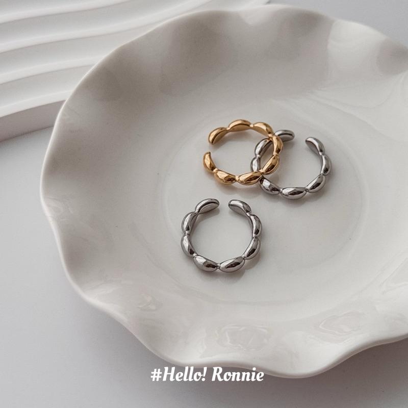 ✨Hello!Ronnie✨現貨316L通體鈦鋼戒指 醫療鋼戒指 開口戒指 質感米粒開口戒指 金/銀